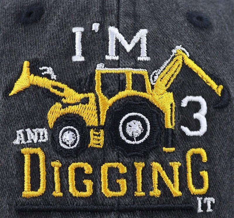 Tallngtha I'm 3/4/5/6/7/8/9 and Digging It Hats for Boys Girls, Funny Embroidered Toddler Excavator Birthday Baseball Cap - Image 4